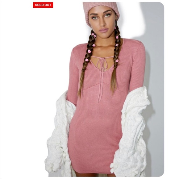 For Love & Lemons Knitz Delancey Dress Pink Rose XS - Picture 11 of 11